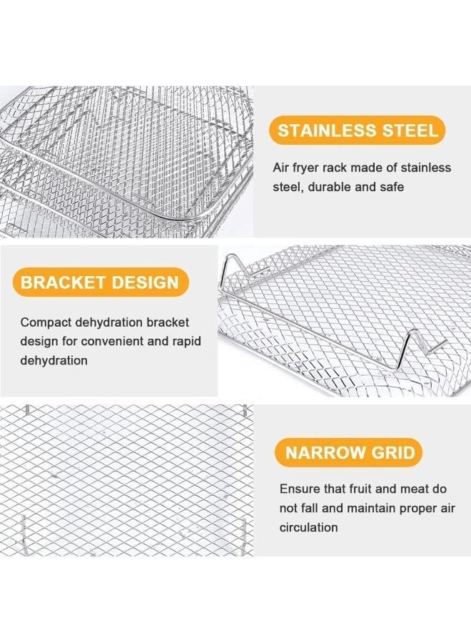 ChicAbode حامل تحميص الهواء المربع، حامل تحميص الهواء متعدد الطبقات من الفولاذ المقاوم للصدأ بثلاث طبقات مع مصيدة مضادة للاشتعال، إكسسوارات تحميص الهواء من الفولاذ المقاوم للصدأ (فضي) - Image 5